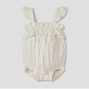 Baby Girls Floral Printed Romper - Cream